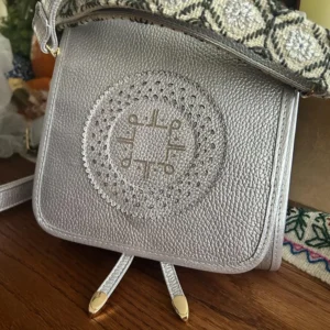 Mini Bandolera Antonia de Piel – PLATA + GRIS Y PLATA