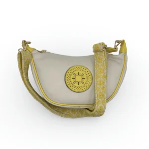bolso media luna jacinta de piel – crudo + amarillo