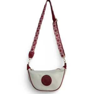 bolso media luna jacinta de piel – crudo + roja