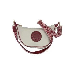 bolso media luna jacinta de piel – crudo + roja