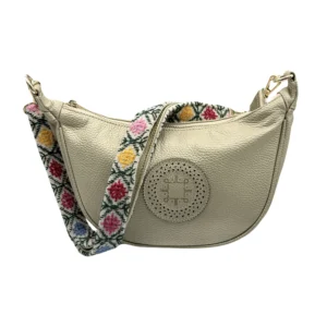 bolso media luna jacinta de piel – crudo + crudo