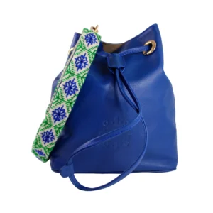 Bolso Bucket Juliana de Piel – AZUL REY + CRUDO