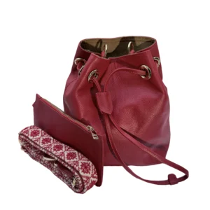 Bolso Bucket Juliana de Piel – ROJA + CRUDO