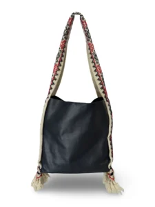 bolsa tote patrona de piel – azul marino + roja y azul