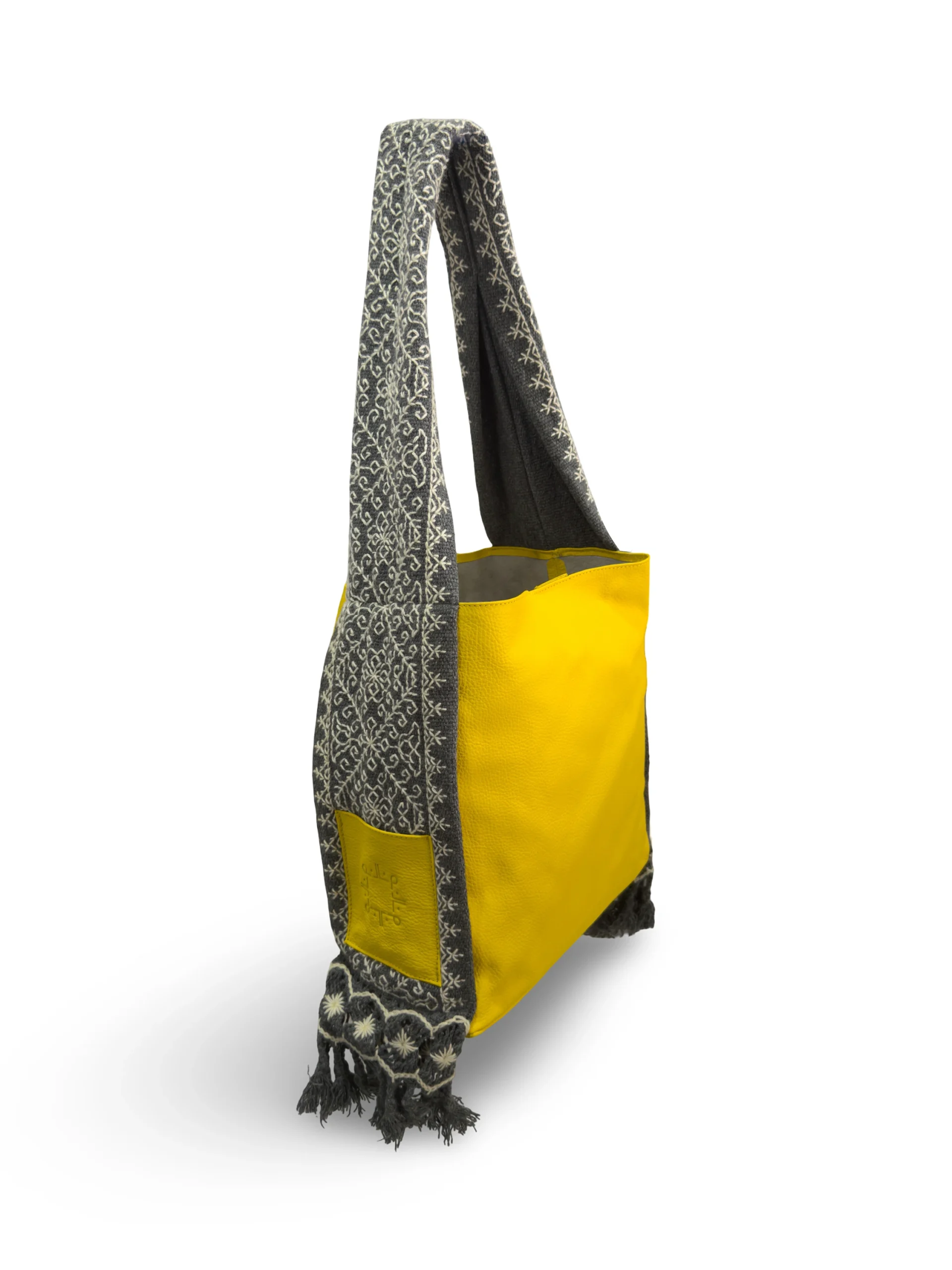 bolsa tote patrona de piel – azul marino + roja y azul