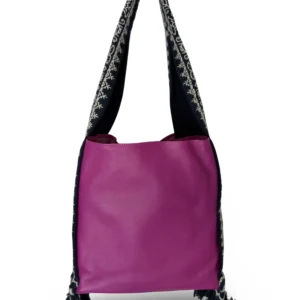 bolsa tote patrona de piel – bugambilia + azul marino