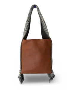 bolsa tote patrona de piel – bugambilia + azul marino