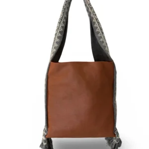 bolsa tote patrona de piel – bugambilia + azul marino