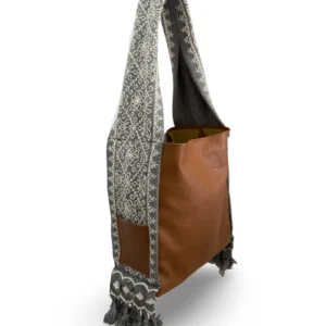 bolsa tote patrona de piel – bugambilia + azul marino