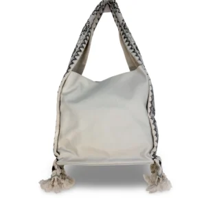bolsa tote patrona de piel – crudo + gris y plata