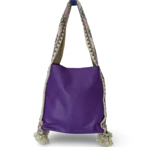 bolsa tote patrona de piel – crudo + gris y plata