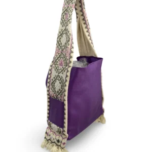 bolsa tote patrona de piel – crudo + gris y plata