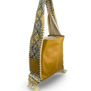 bolsa tote patrona de piel – mostaza + gris y mostaza