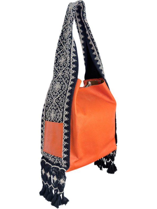 Bolsa Tote Patrona de Piel – NARANJA + CRUDO - Image 2