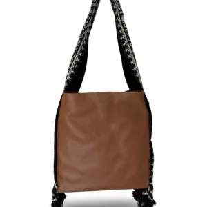 bolsa tote patrona de piel – bugambilia + azul marino