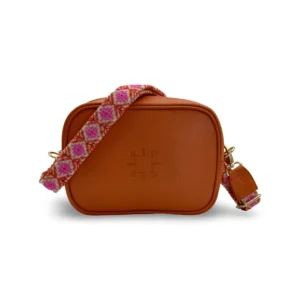 bolso bandolera ramona de piel – naranja + crudo