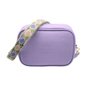 bolso bandolera ramona de piel – azul electrico + crudo