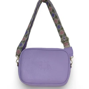 bolso bandolera ramona de piel – azul electrico + crudo