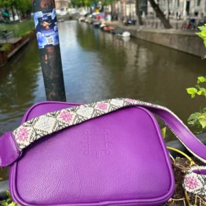 Bolso Bandolera Ramona de Piel – MORADA + CHIAPAS