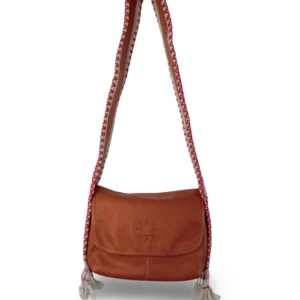 bolso crossbody simona de piel – naranja + crudo