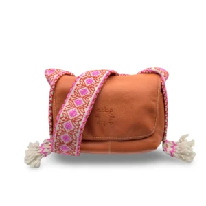 bolso crossbody simona de piel – naranja + crudo