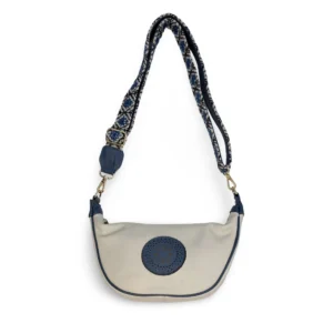 Bolso Media Luna Jacinta de Piel – CRUDO + 2 TONOS AZUL