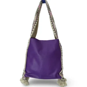 Bolsa Tote Patrona de Piel – MORADA + GRIS Y PLATA