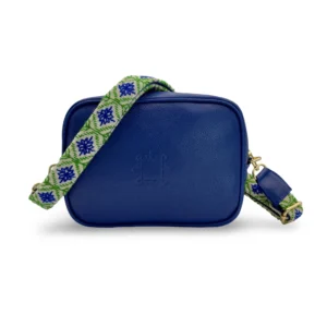 Bolso Bandolera Ramona de Piel – AZUL ELECTRICO + CRUDO