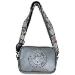 Bolso Bandolera Ramona de Piel – PLATA + CRUDO