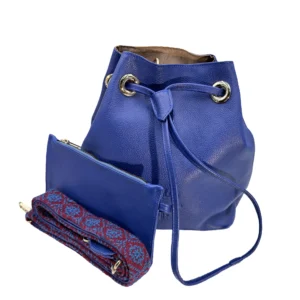 Bolso Bucket Juliana de Piel – AZUL REY + ROJO